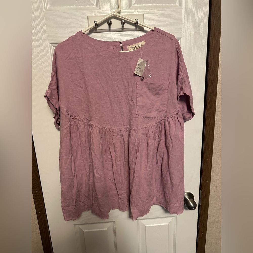 We The Free Mauve Short Sleeve Blouse